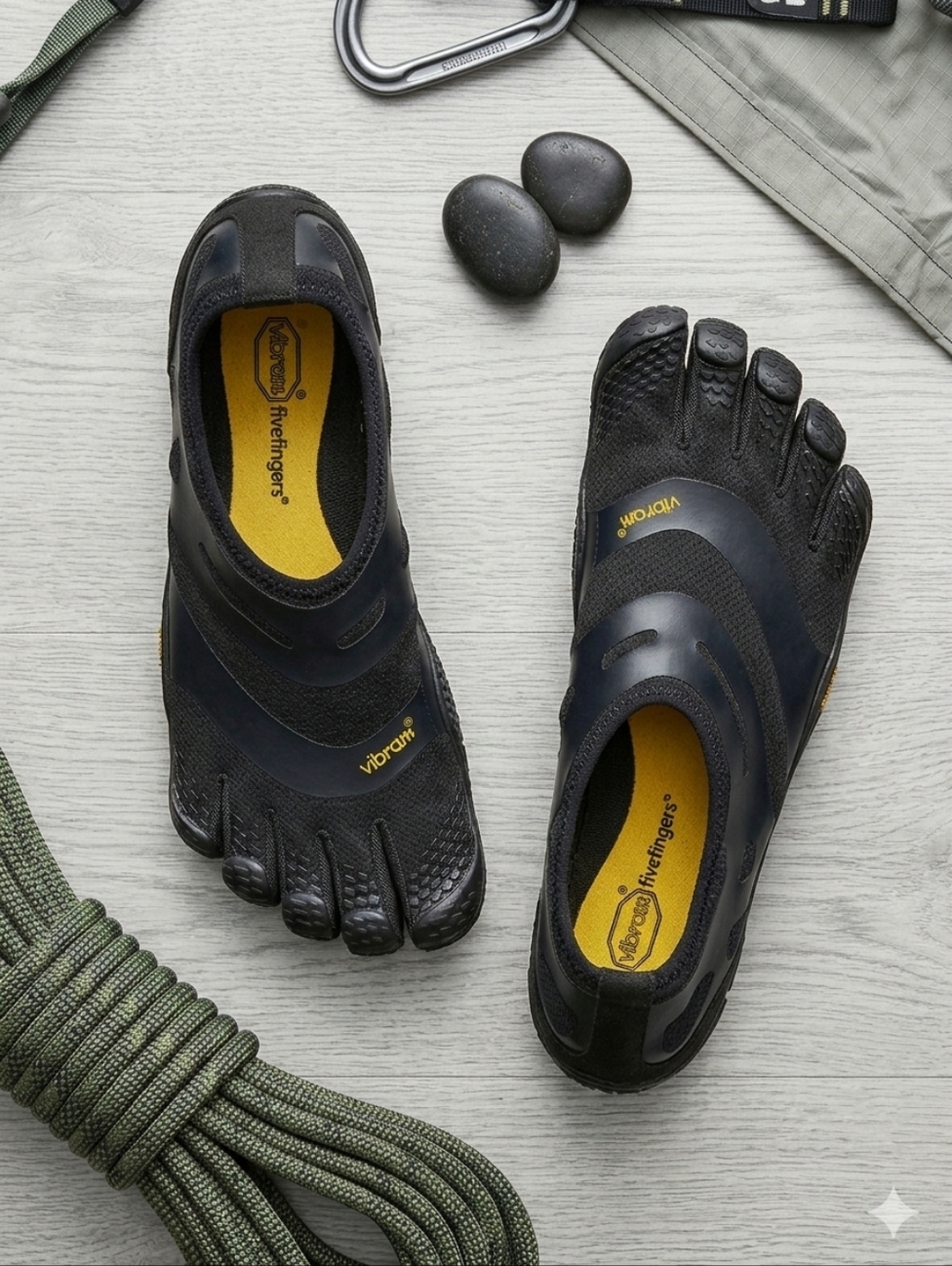 Vibram EU 47 Men US 12.5-13 Black Yellow V-Trek Barefoot Trail Gorpcore Utility
